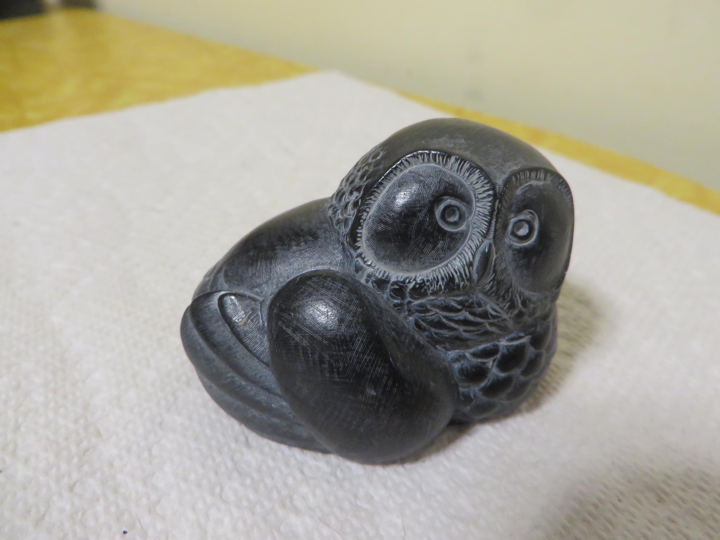 Vintage Boma Canada Owl Figurine Sculpture Carving 2 1/2" Long