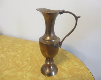 Solid Brass Ornamental Pitcher Ewer, Made In India, 6" High