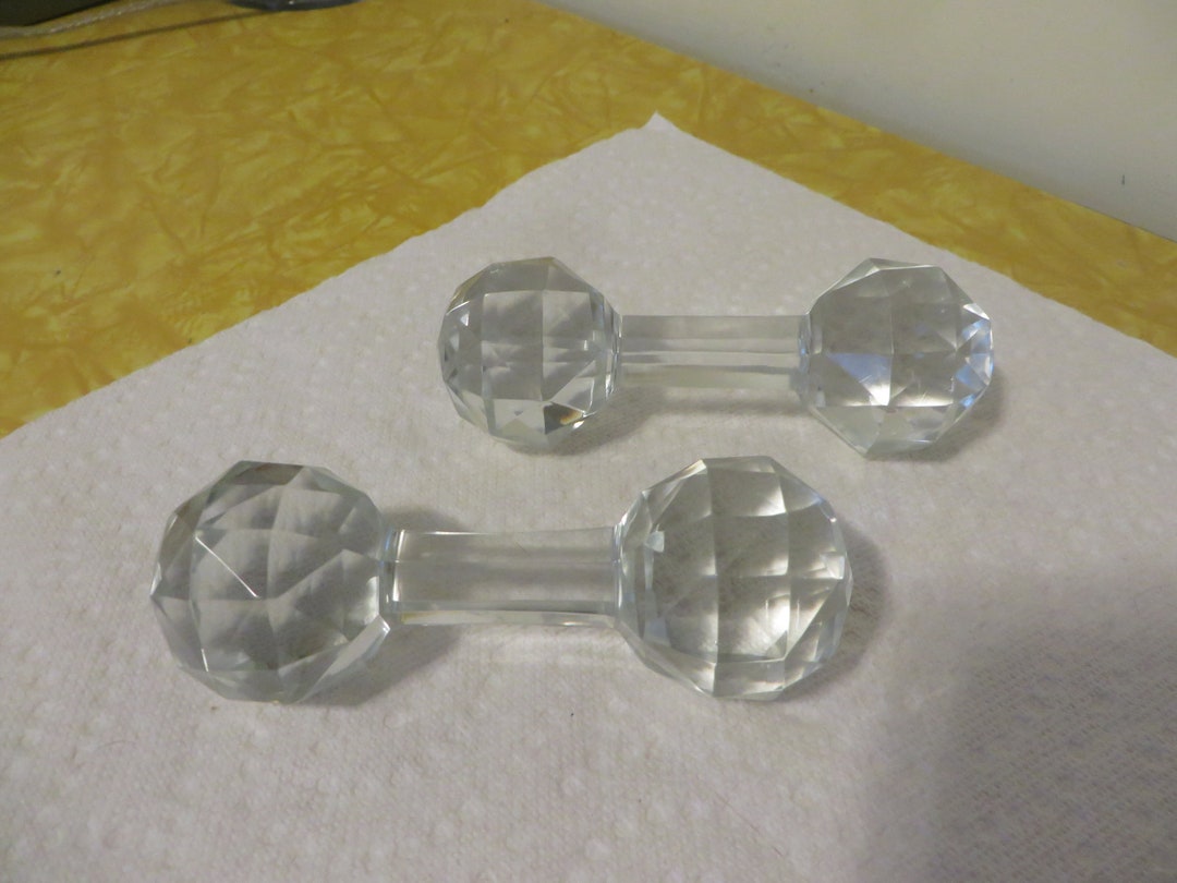 2 Vintage Cut Clear Glass Knife Rests Etsy