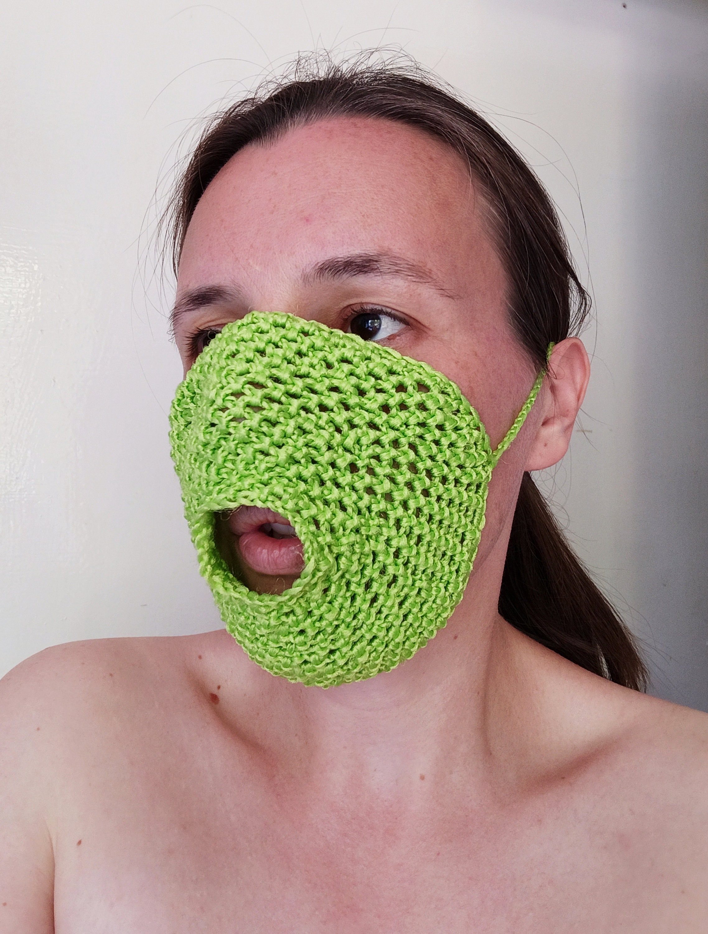 Green neon mouth mask Mask with mouth hole Face mask | Etsy