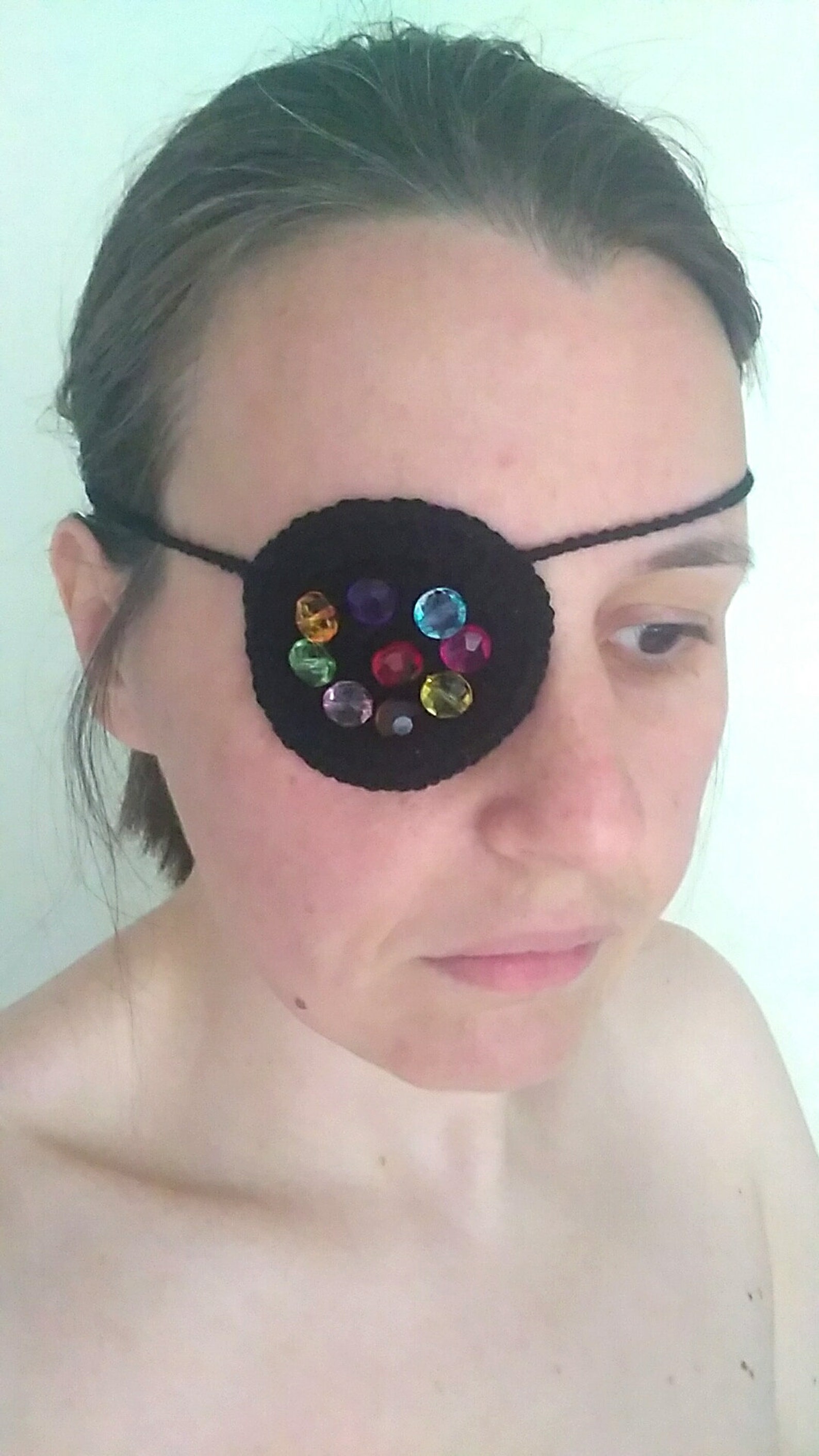 Black eye mask with beads Festival mask Halloween mask Etsy