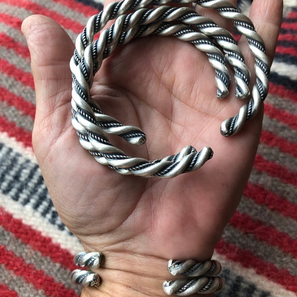 Chunkiest handmade Navajo Sterling Twist Wire Cuff Satin finish Ready To Ship, Chatfields Jewelry, Navajo Brenda Jimenez Jewelry