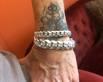 Handmade chunky Sterling Silver curb chain bracelet Navajo chain Native American handmade jewelry Chatfields Jewelry unisex jewelry mens