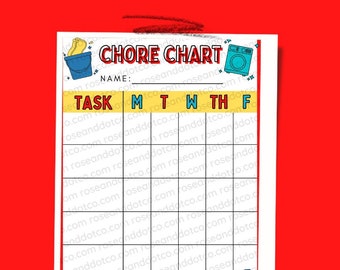 Chore Chart Printable PDF instant download Reward Chart