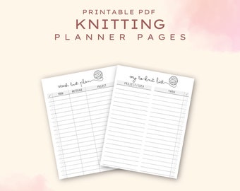 Knitting To-Do List & Stash Busting List - A4 - Knitter Printables - Planner Pages for Knitters - To-Knit List - Yarn Stash Planner Journal