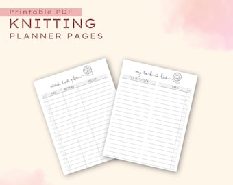 Knitting To-Do List & Stash Busting List - A4 - Knitter Printables - Planner Pages for Knitters - To-Knit List - Yarn Stash Planner Journal