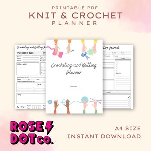 Knitting & Crochet Planner 11-page printable PDF A4 Size Journal Tracker image 2
