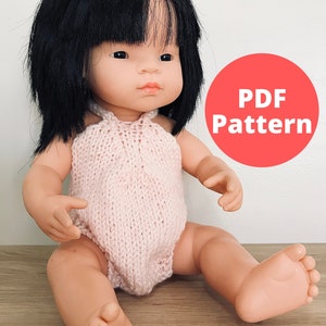 Doll Halter Romper Knitting Pattern for 38cm Miniland Doll | Minikane | Paola Reina