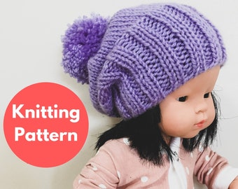 Knitting Pattern | Pompom Hat for 38cm Miniland Doll | Minikane 34cm | Paola Reina