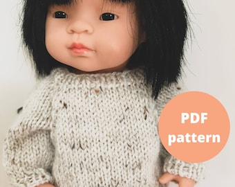 Knitting Pattern for 38cm Miniland Doll Sweater