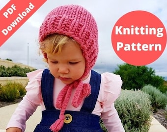 Chunky Bonnet Knitting Pattern | Super Bulky Bonnet | Super Chunky Hat | Soft Cotton