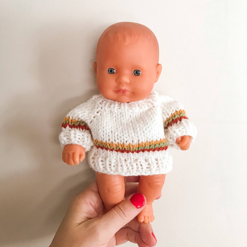 Knitting Pattern 21cm Miniland Doll Sweater Jumper Pattern Etsy