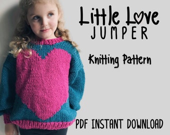 Little Love Jumper Knitting Pattern | Heart Sweater | Chunky knit | Baby Knit