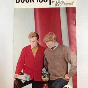 Villawool Knitting Pattern Book 108 Mens 5ply, 8ply, 12ply Vintage image 2