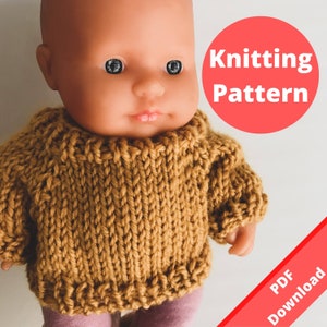 Knitting Pattern 21cm Miniland Doll Sweater | Jumper Pattern
