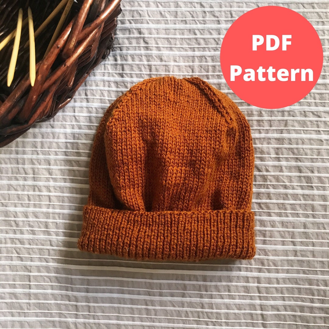 Travels Men's Beanie Knitting Pattern Adult Hat Slouchy Fisherman