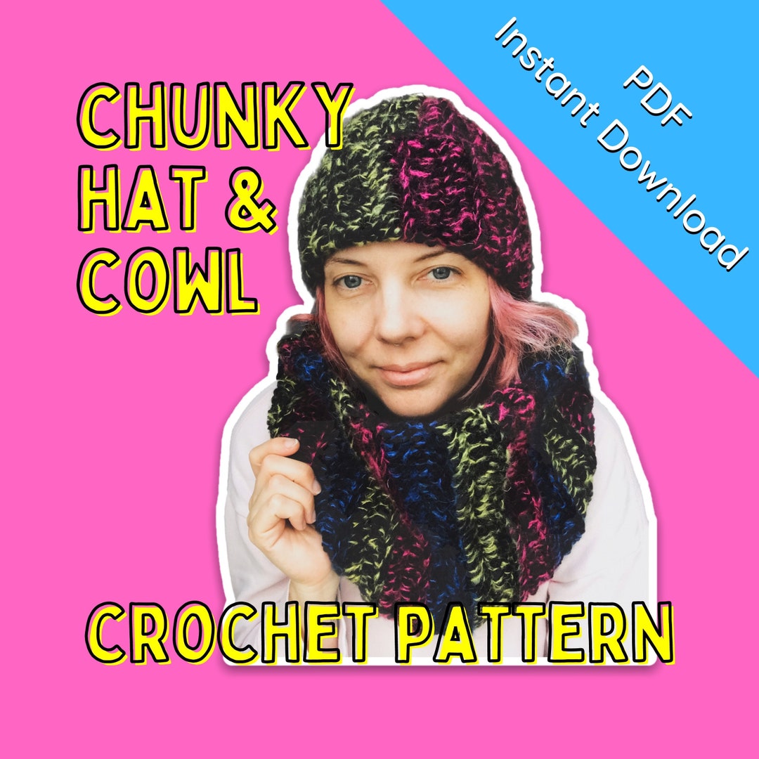 Chunky Hat and Cowl Crochet Pattern | PDF Instant Download | Ribbed ...