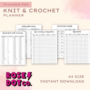 Knitting & Crochet Planner 11-page printable PDF A4 Size Journal Tracker image 4