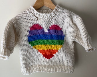 Rainbow Little Love Jumper | 12 months | Kids Heart Sweater