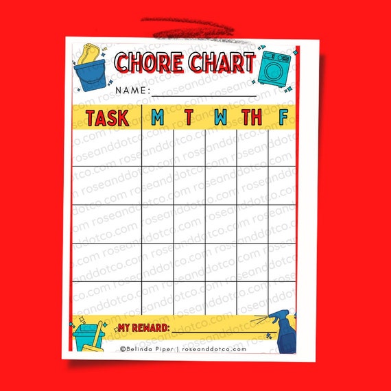 Chore Chart Printable PDF Instant Download Reward Chart - Etsy