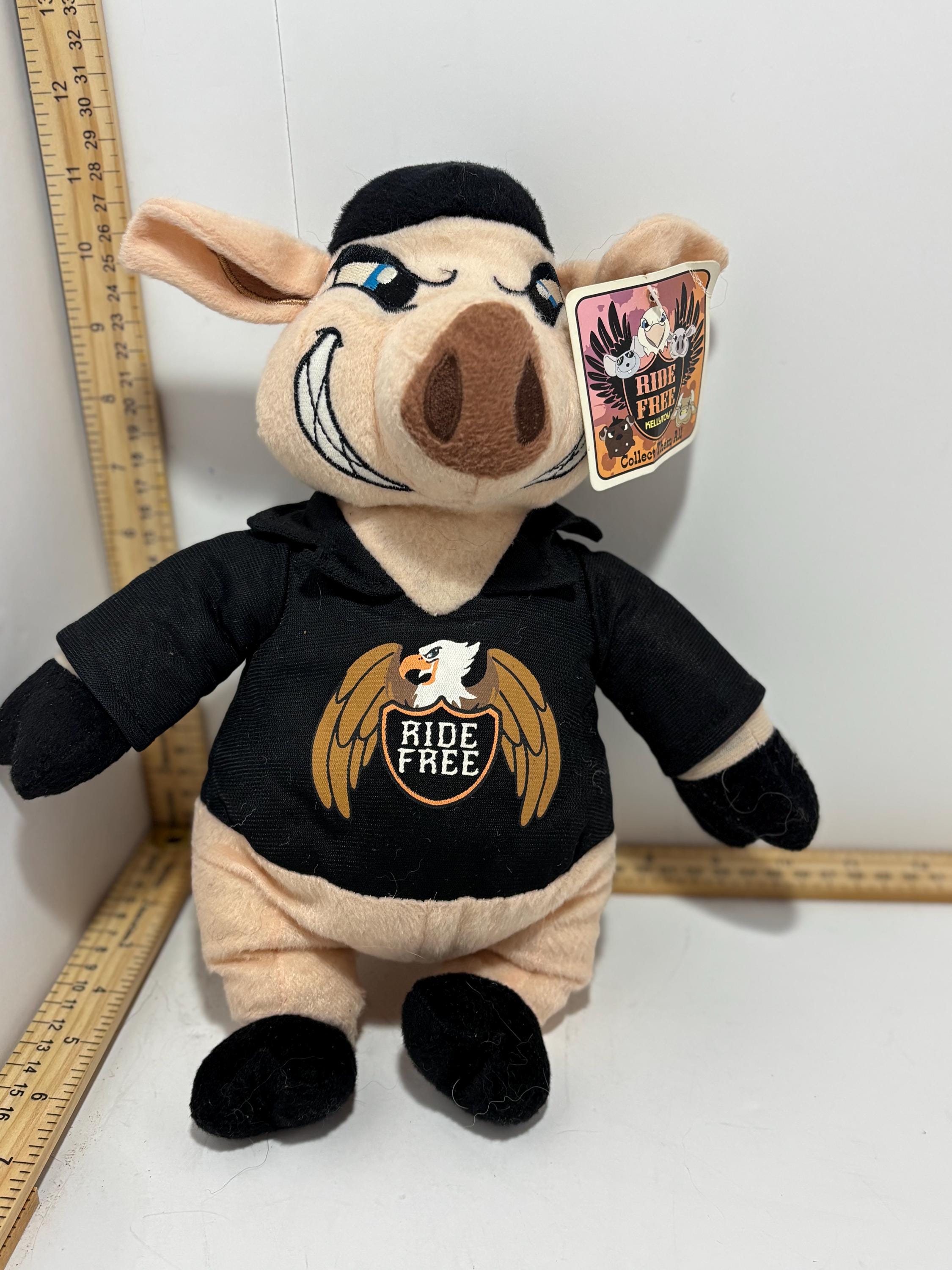 Ride Free Biker Hog Plush – Motorcycle Stuffed Animal With Hoodie