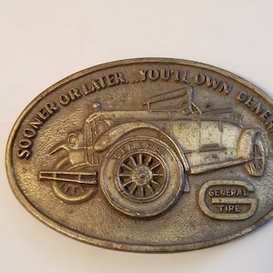 Vintage RARE Solid Brass General Tire Belt Buckle