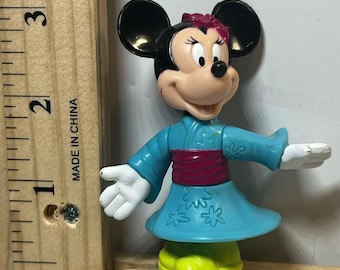 Figurine EPCOT Minnie Mouse vintage Disney, jouet en PVC kimono bleu 3 pouces