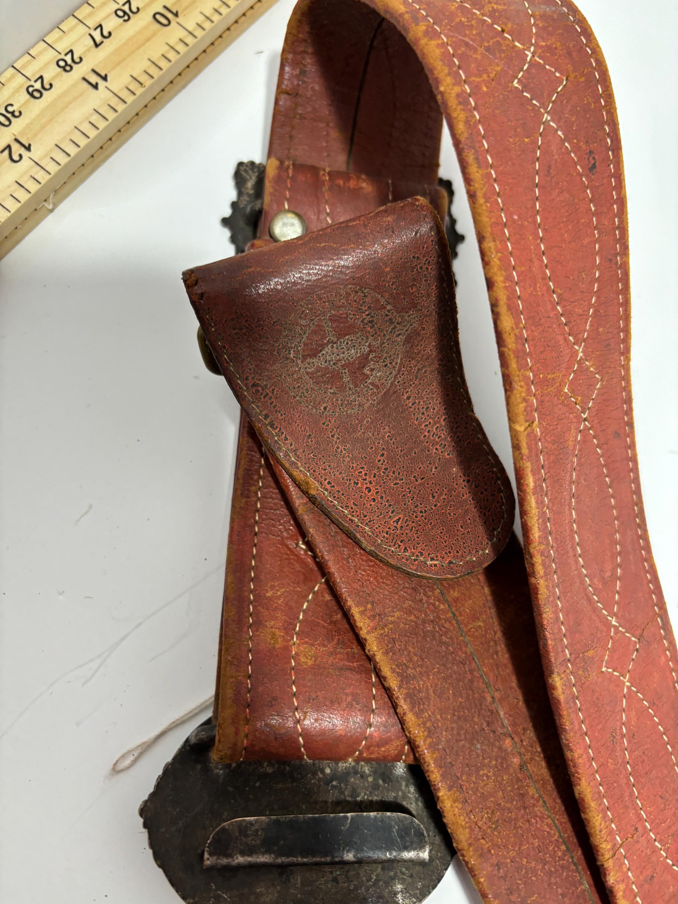 Vintage Masonic 1920s Knights of Templar Grand Mason Belt - Ascalon Commandery Lot 580 | MASONIC KNIGHTS TEMPLAR RED CROSS BELT BUCKLE main image 2