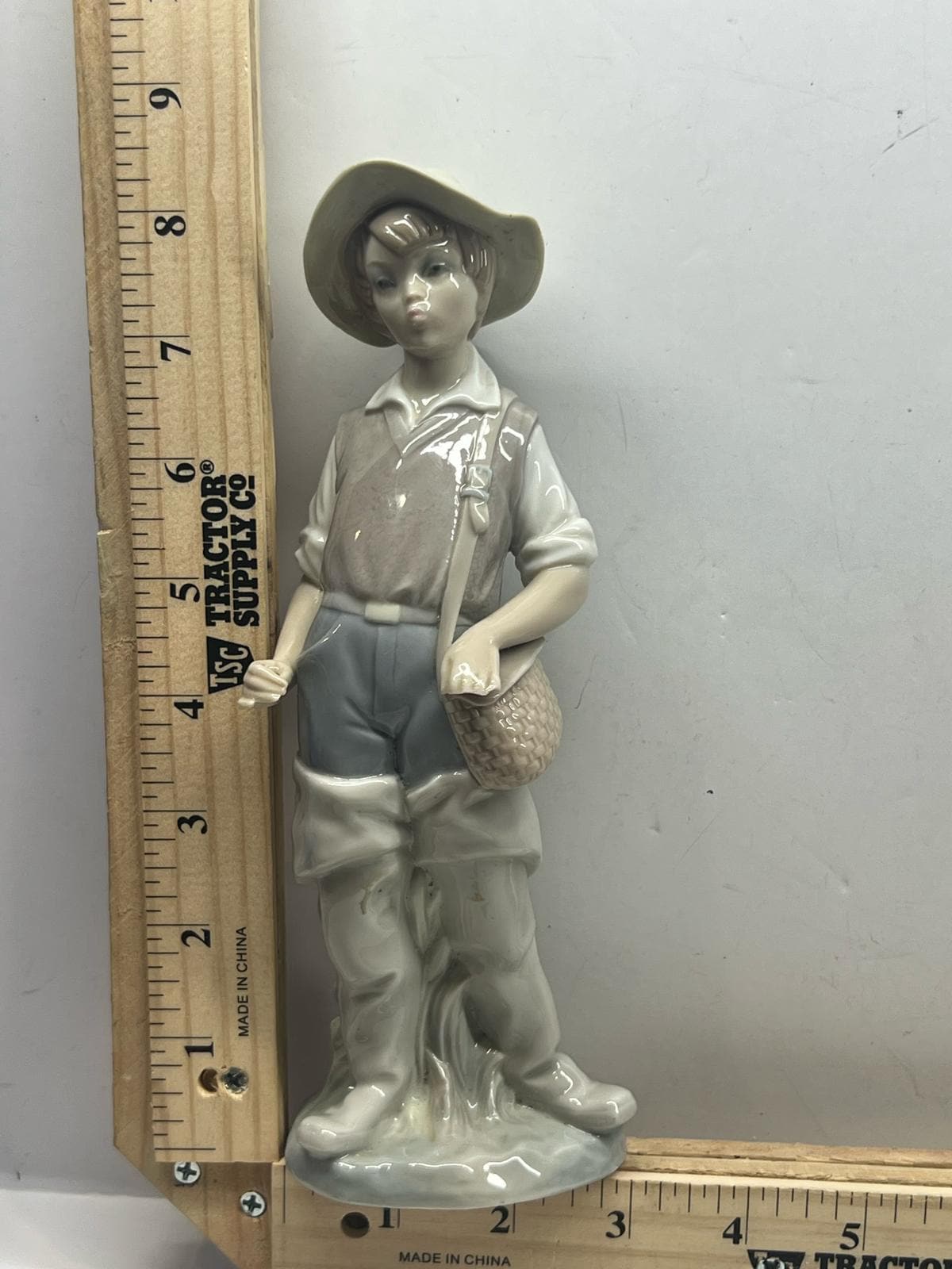 Lladro Porcelain Boy Figurine With Basket Hand Made in Spain