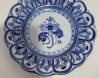 Plat festonné peint à la main Talavera vintage - Art populaire mexicain
