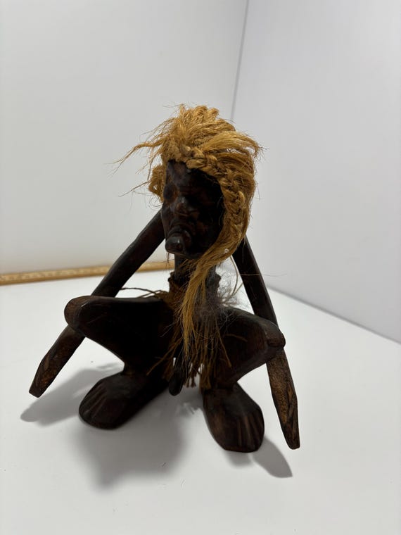 Native African Tribe Primitive Hand Carved Wooden Decorative Art