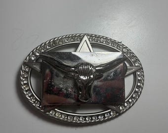 Vintage Texas Longhorn Stree Head Bull Star Clear Stones Western