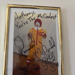 Rare Vintage Ronald McDonald Signed Photo – Personalized Autograph “Anthony, You’re the McCoolest!” – Collectible McDonald’s Memorabilia