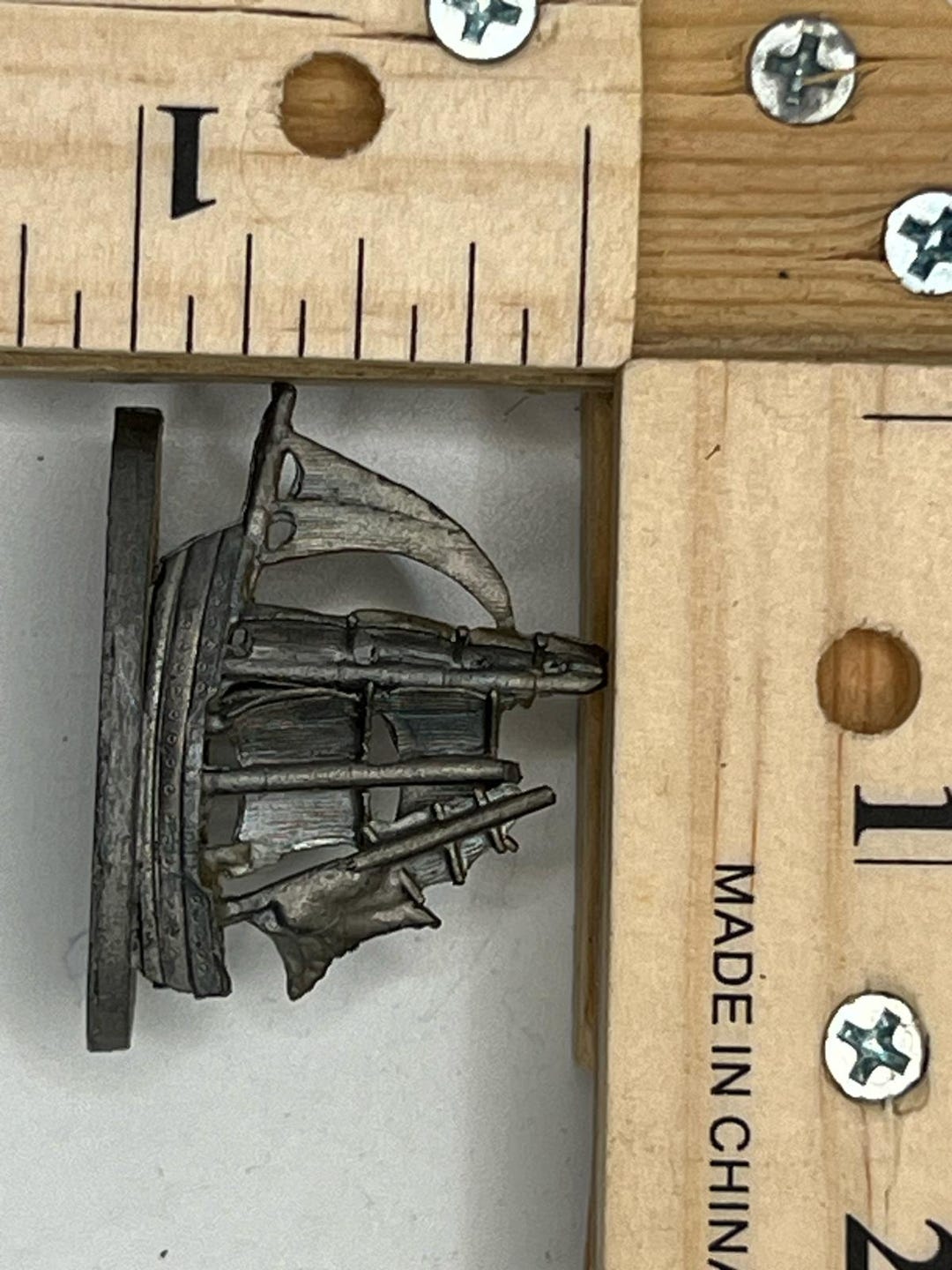40-50s ヴィンテージ オキュパイド ジャパン 帆船 金工細工 小物入れ ヴィンテージ ピューター 帆船彫刻 ミニ 航海船 置物 コレクターズ