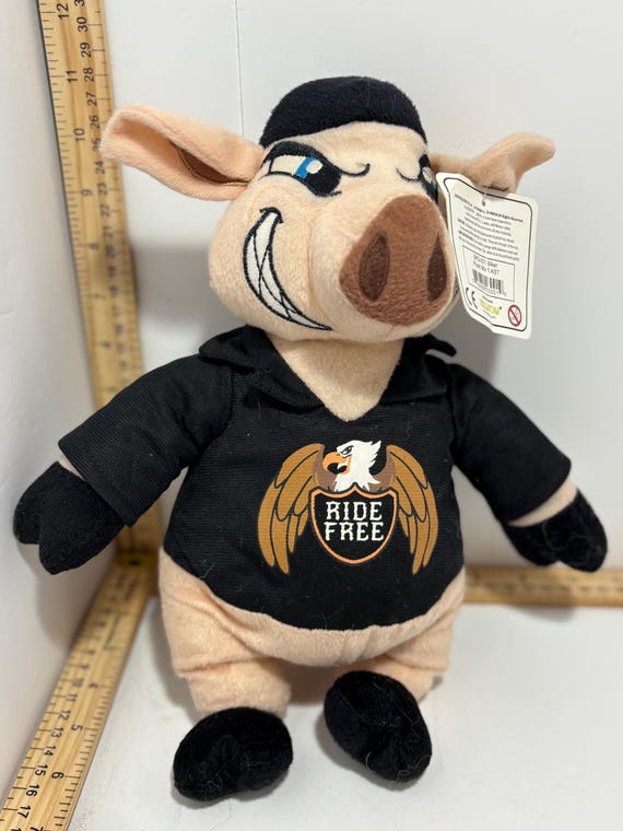 Ride Free Biker Hog Plush – Motorcycle Stuffed Animal With Hoodie