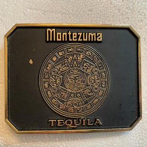 Vintage Black Montezuma Tequila Belt Buckle For Men&#39;s and Women&#39;s