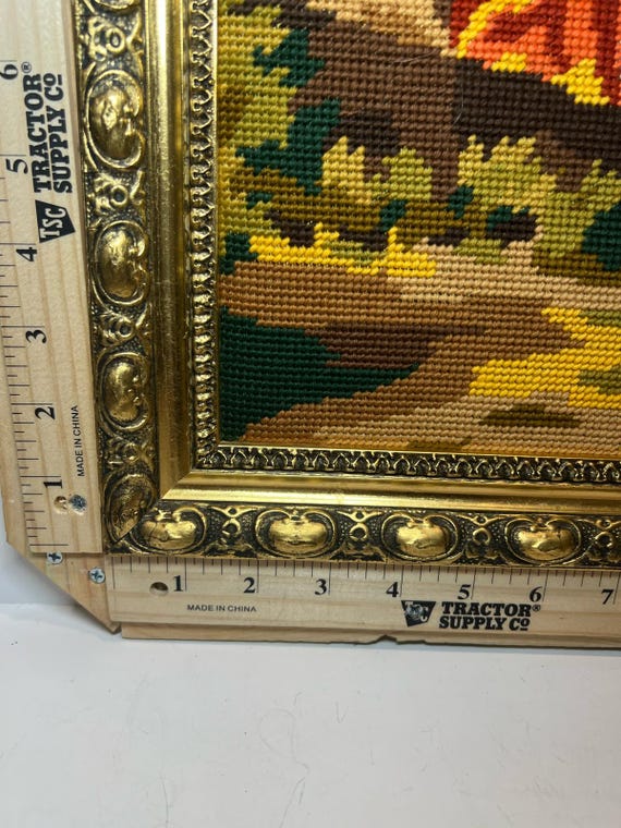 Buy Vintage Needlepoint Tapestry Lovers Scene in Ornate Gold Frame