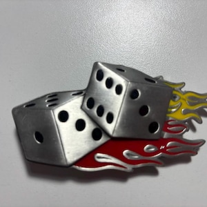 Flaming Gambling Dice Belt Buckle