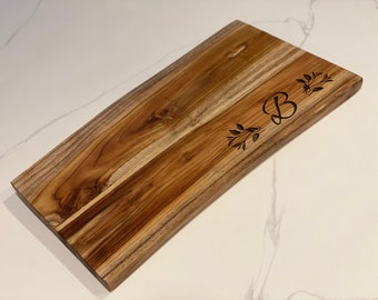 Custom, engraved large teak wood serving/cheese/charcuterie board