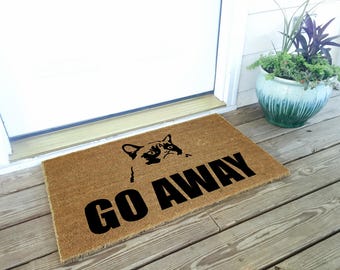 Grumpy Cat - Go Away Door Mat / Funny Welcome Mat / Housewarming Gift