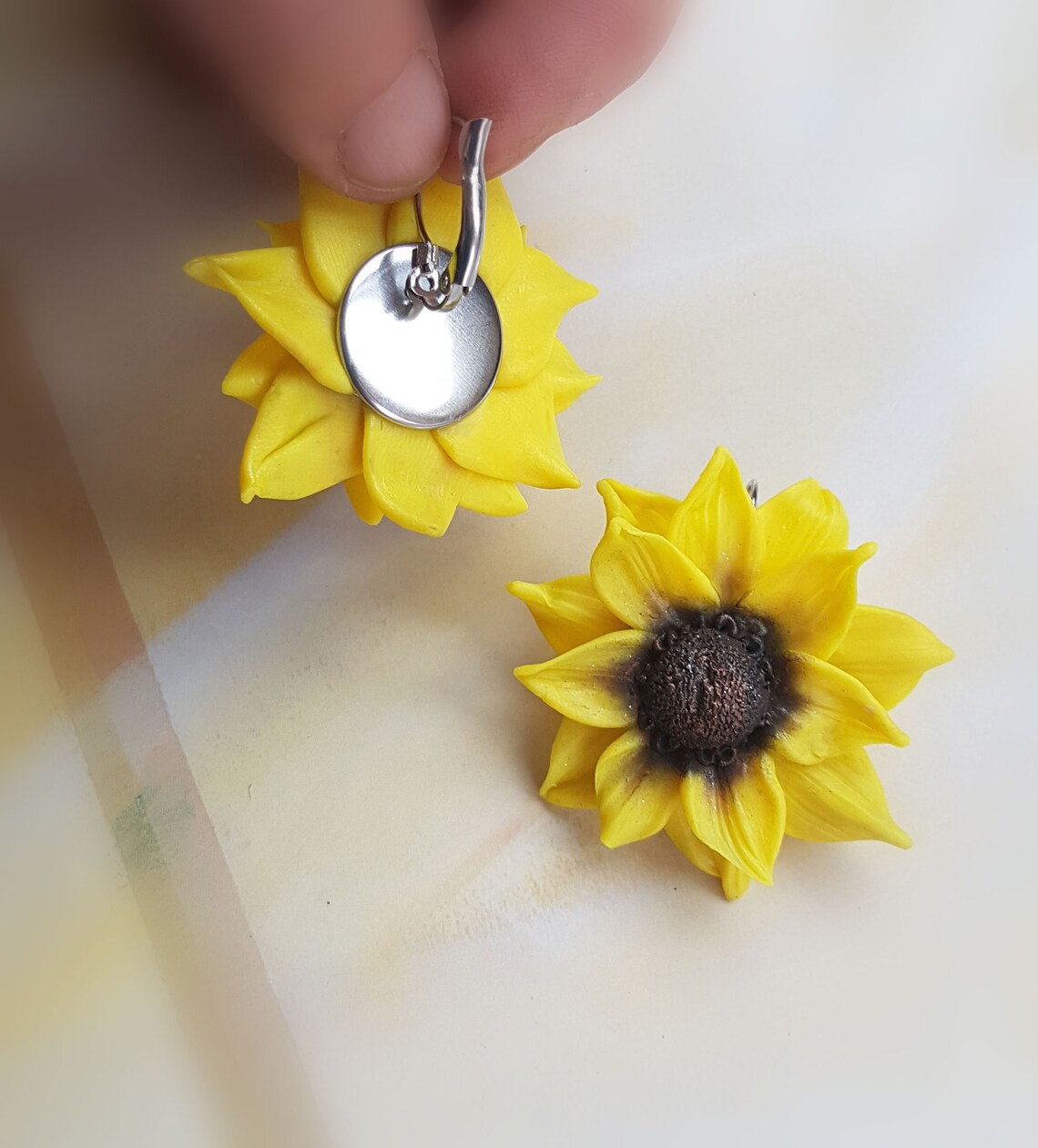 SUNFLOWERS earrings Handmade Earrings with flowers exclusive Etsy