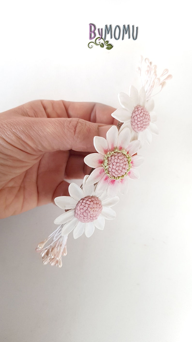 DAISIES Hair Clip Flowers cold porcelain Bride hair accessories-hair clip