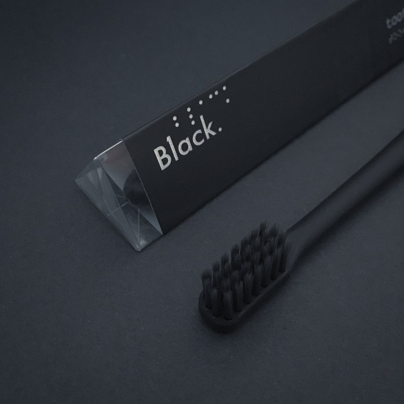 Pack of 2 All Black Travel Toothbrush Available in Medium and Soft image 1