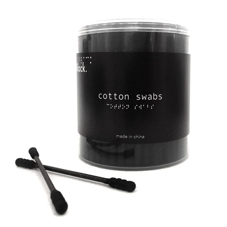 Black Cotton Swabs Buds 200 Qtips B1ack Ridged Makeup Remover