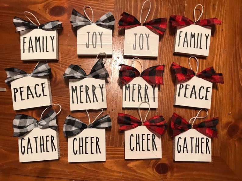 Rae Dunn Inspired Christmas Ornaments Set of 6 Etsy