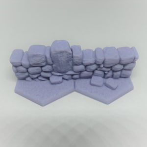 3d Printed Gloomhaven Flat Wall Terrain - 2 Hex Base - 3d Printed Dungeon Terrain- D and D- Stone Terrain