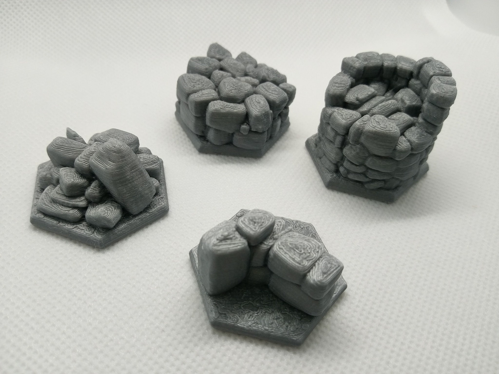 Unofficial Gloomhaven Stone Corners with Hex Bases 4 Piece Set- Stone Terrain
