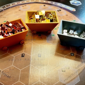 Nieoficjalne wózki kopalniane Terraforming Mars Credit Mine Carts-3D Printed- Zestaw 3 sztuk