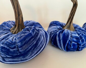 Handmade Velvet Pumpkins, Fall Wedding Table Decor, Set of 4