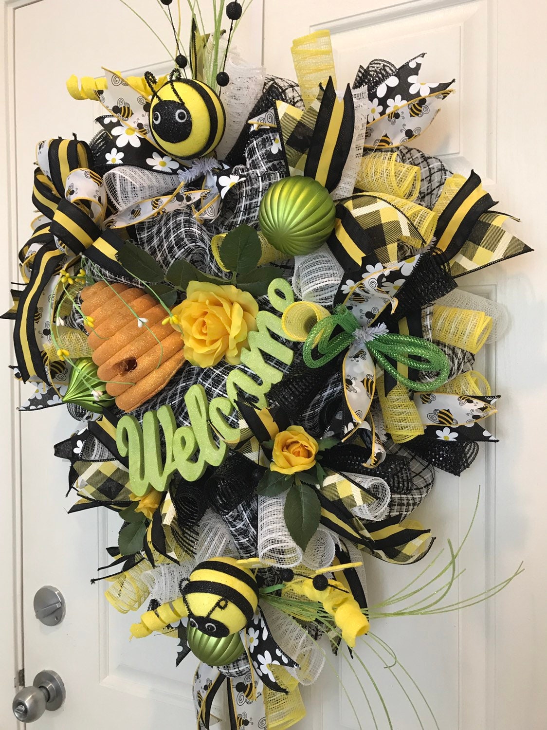Bee Wreath Honey Bee WreathBumble Bee WreathHive Wreath Etsy